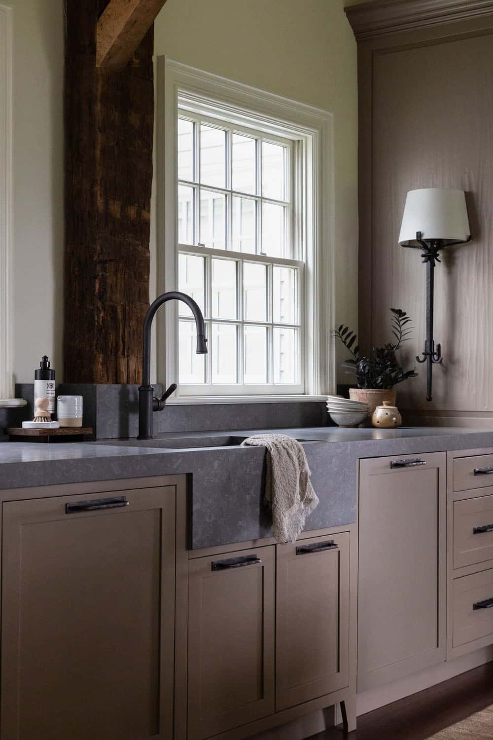 contemporary kitchen sink wall with a window