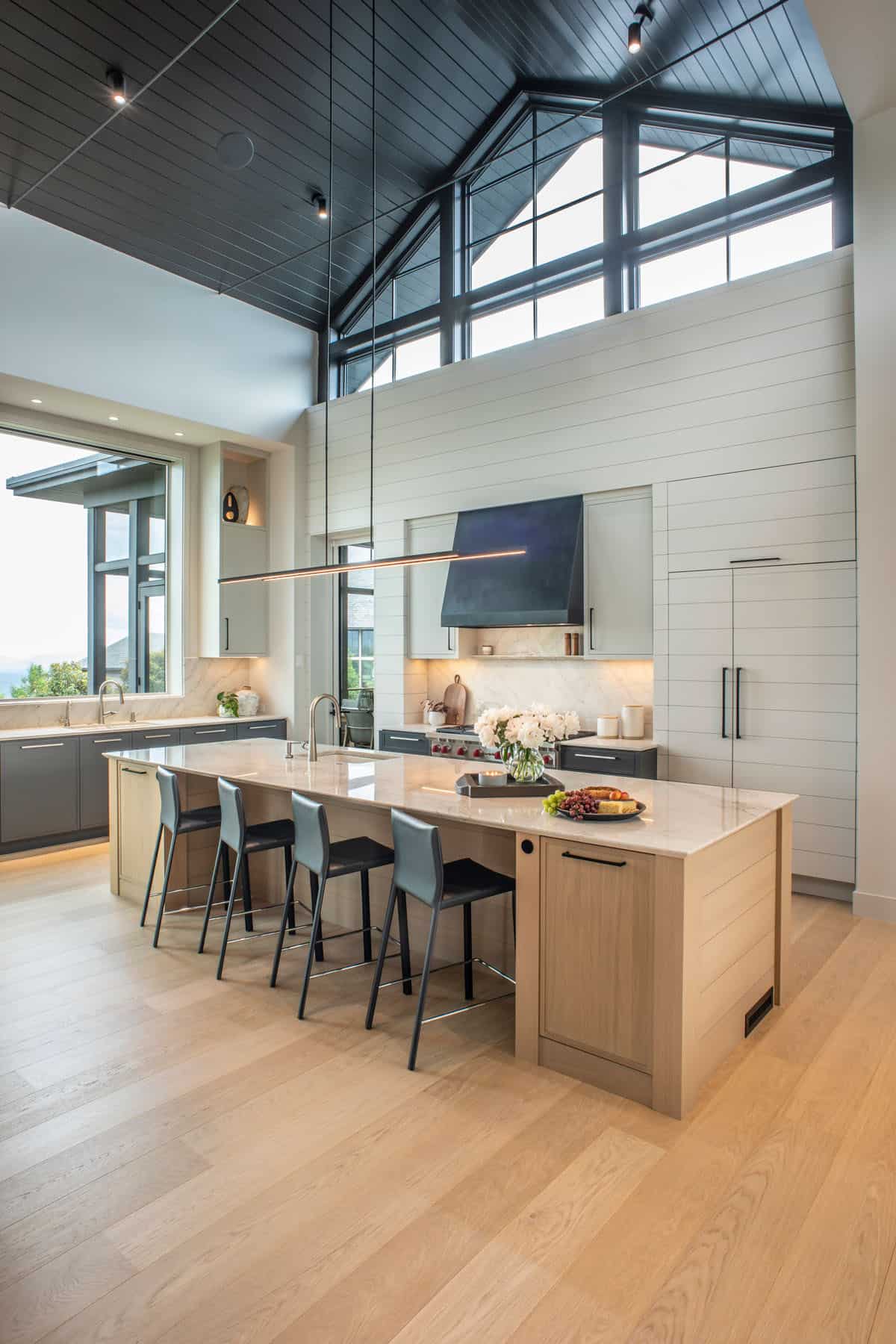 modern kitchen with clerestory windows