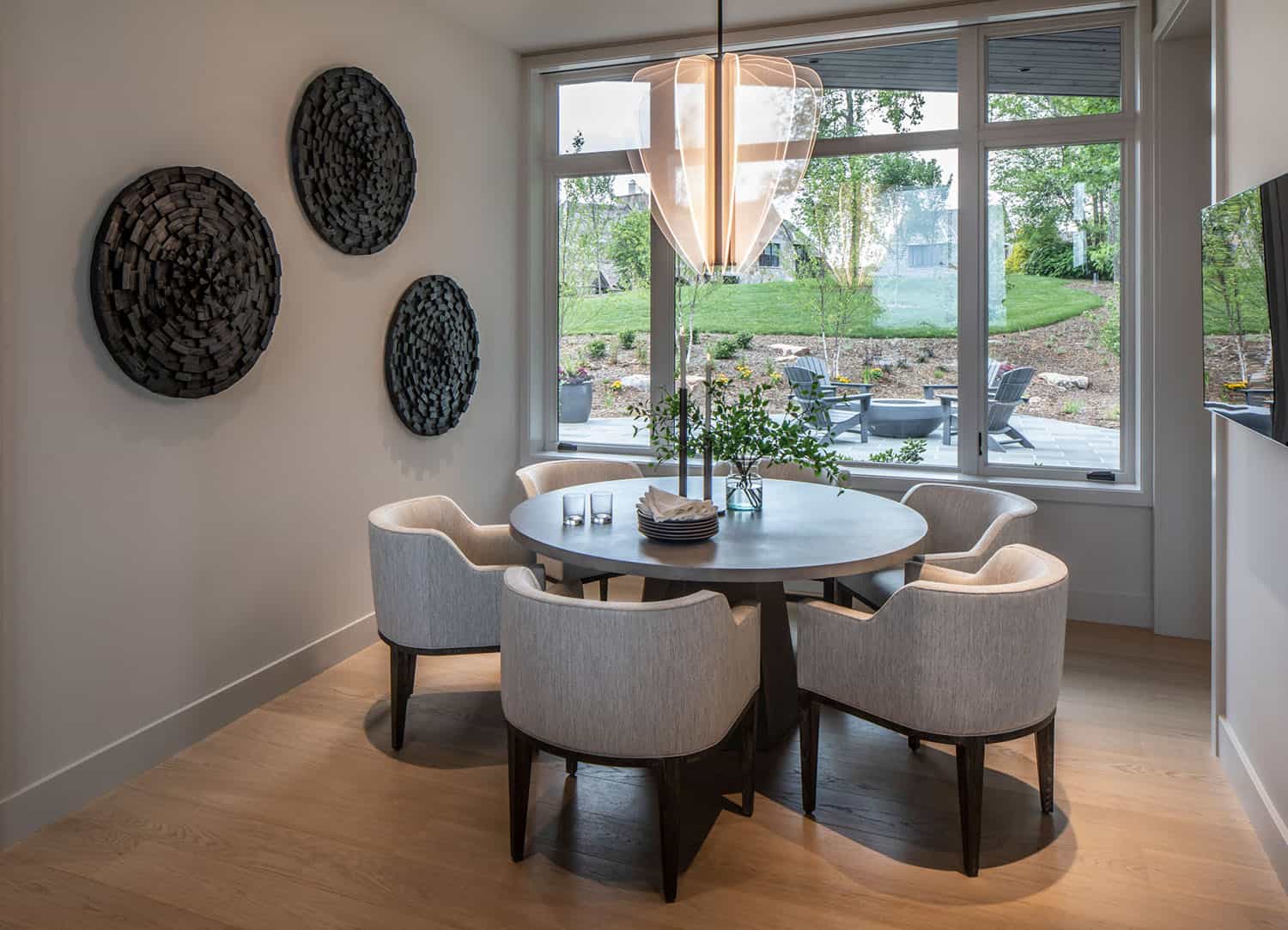 modern dining room with large windows