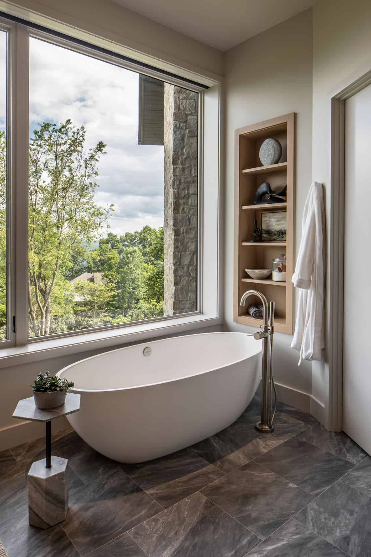 modern bathroom with a freestanding tub