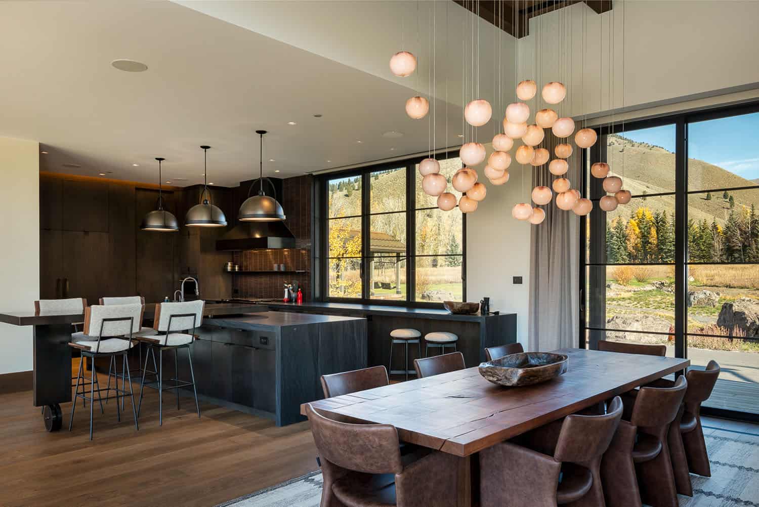 modern dining room and kitchen