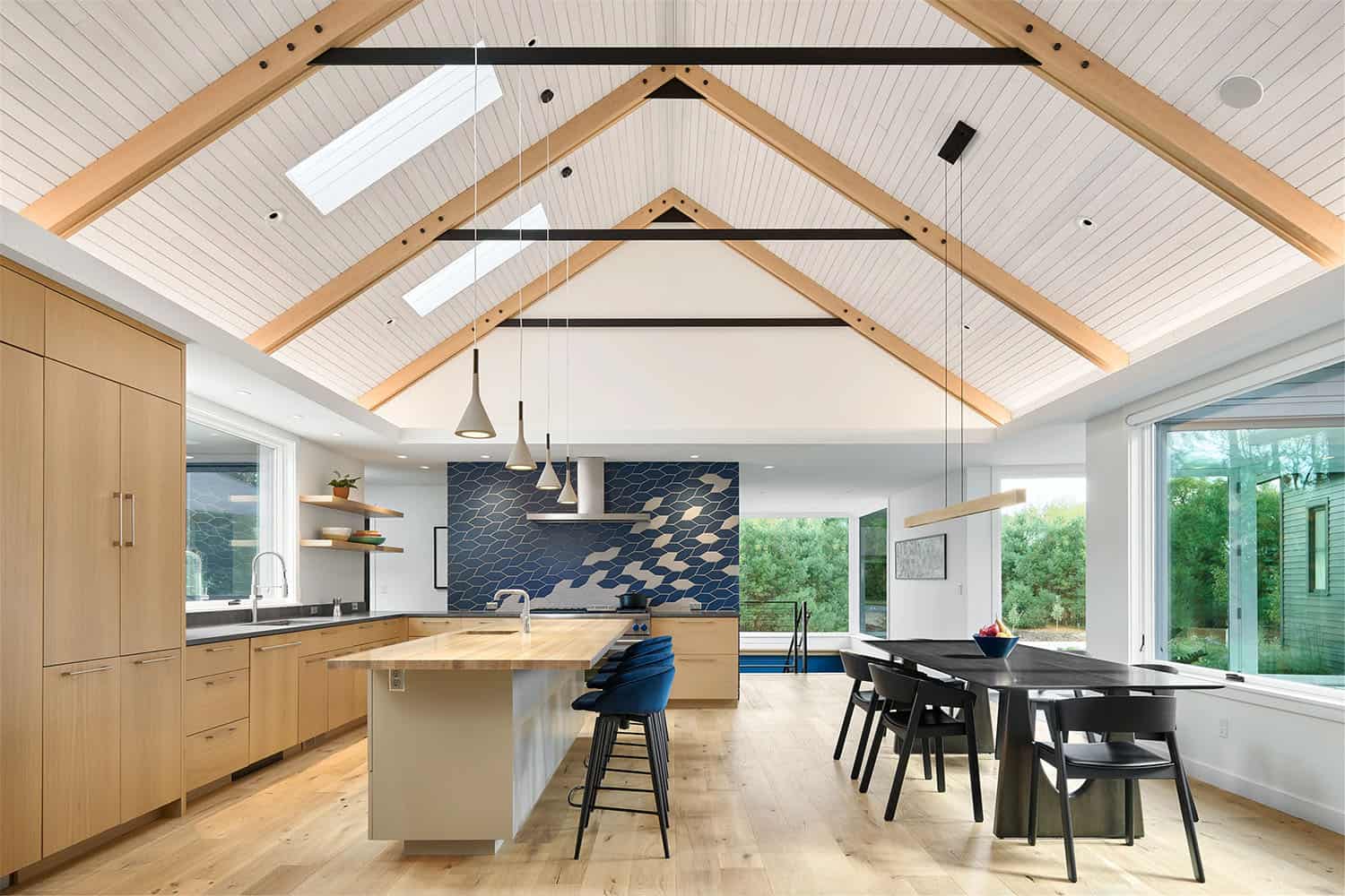 modern kitchen and dining room