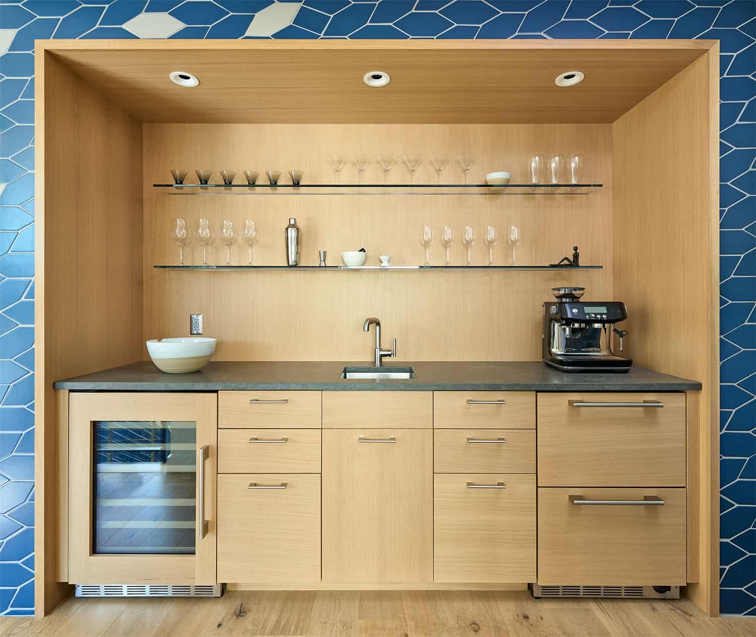 modern kitchen central beverage station