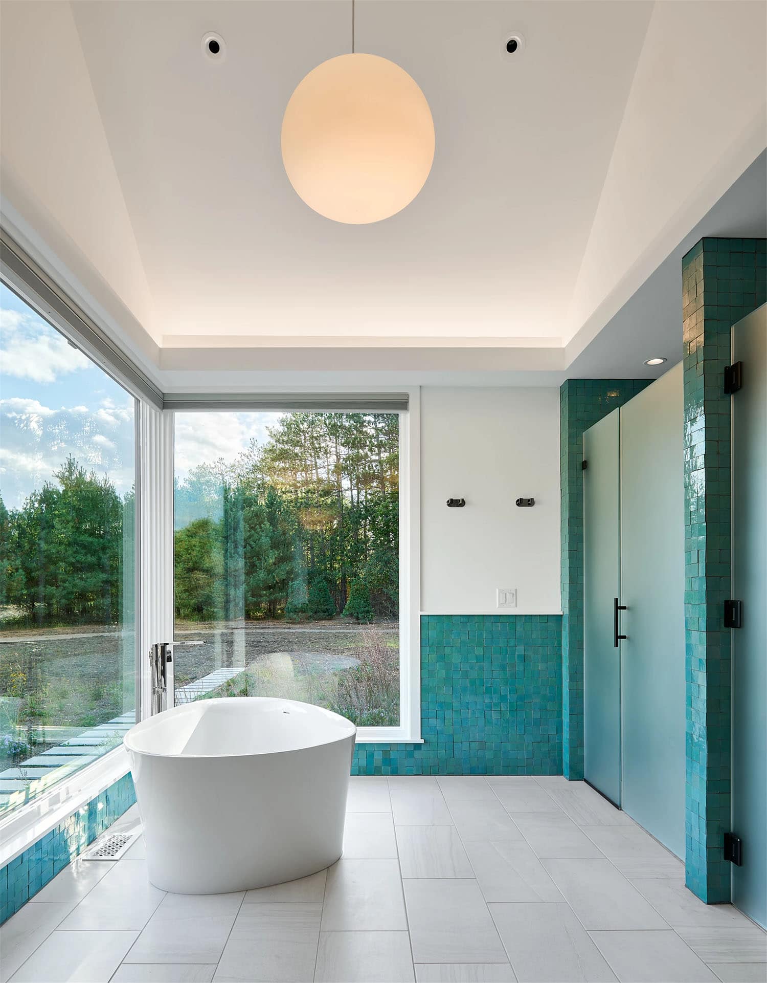 modern bathroom with a freestanding tub