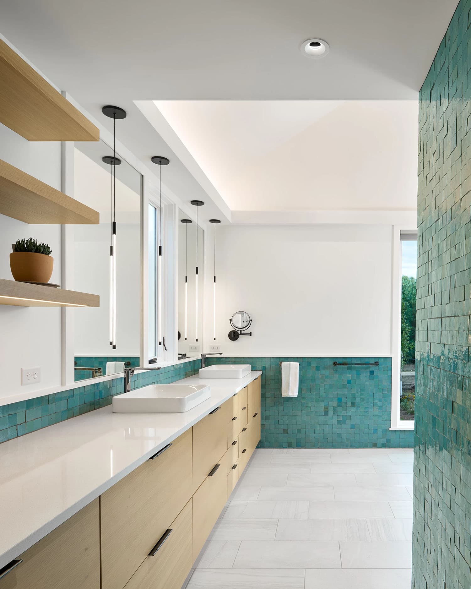 modern bathroom with a large vanity
