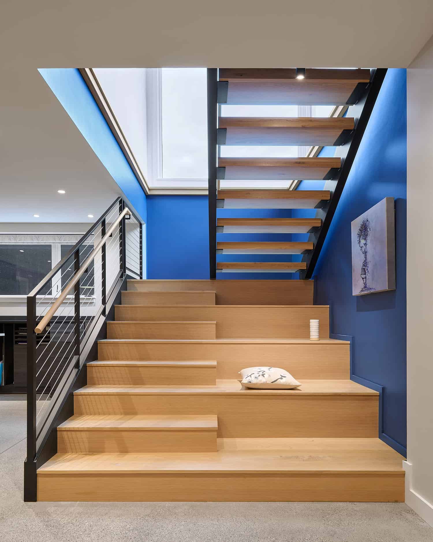 modern staircase to basement level