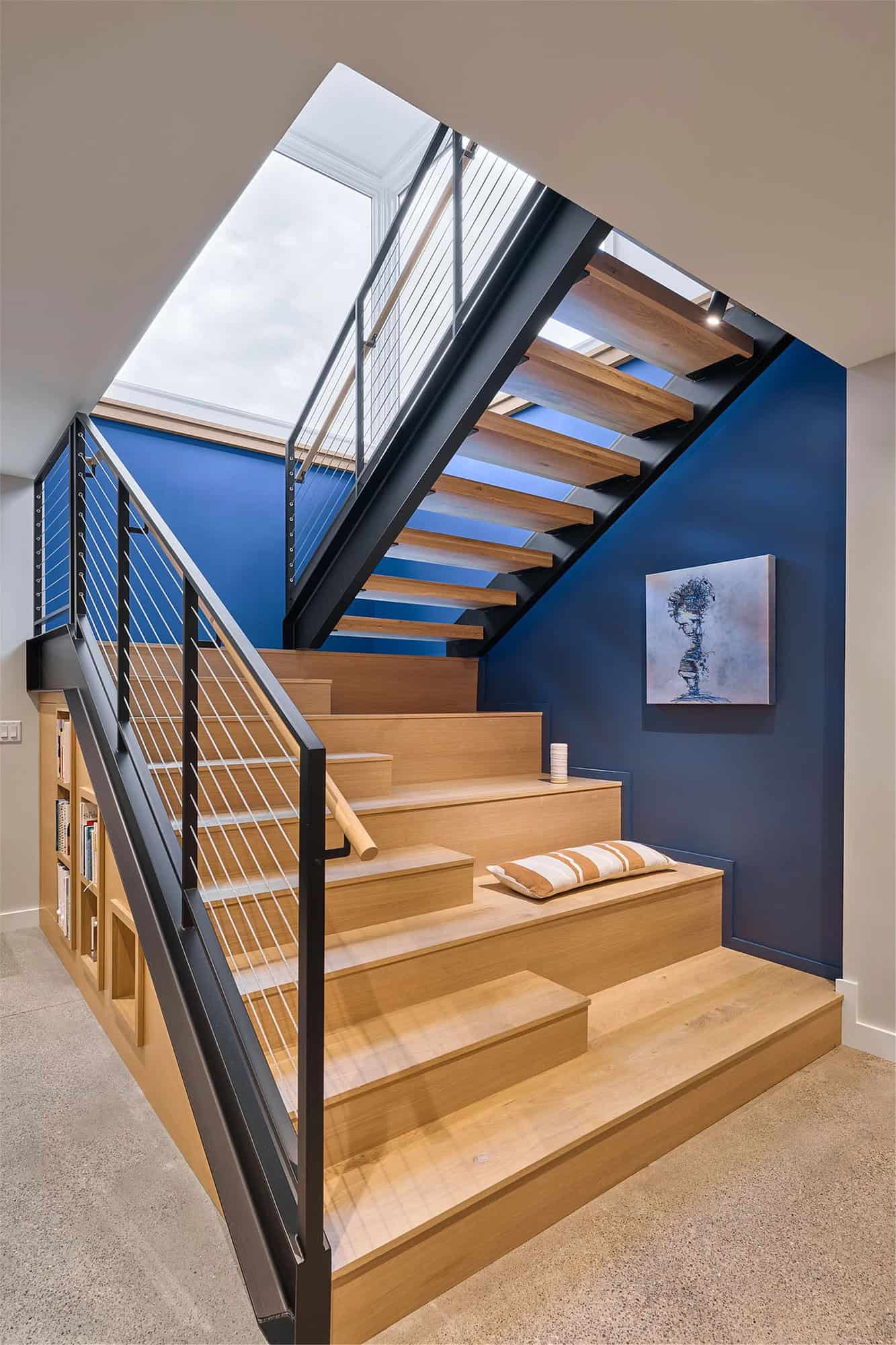 modern staircase to basement level