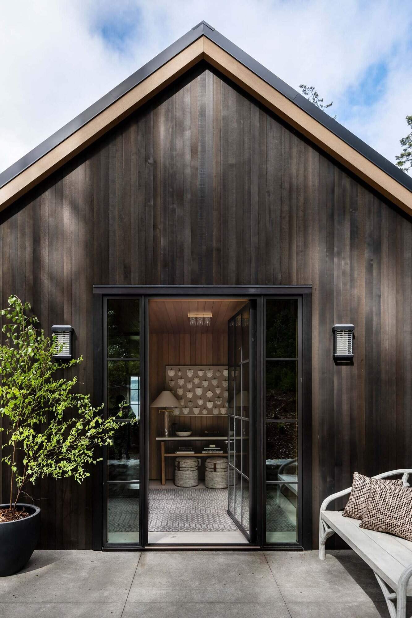 stone wood cottage exterior