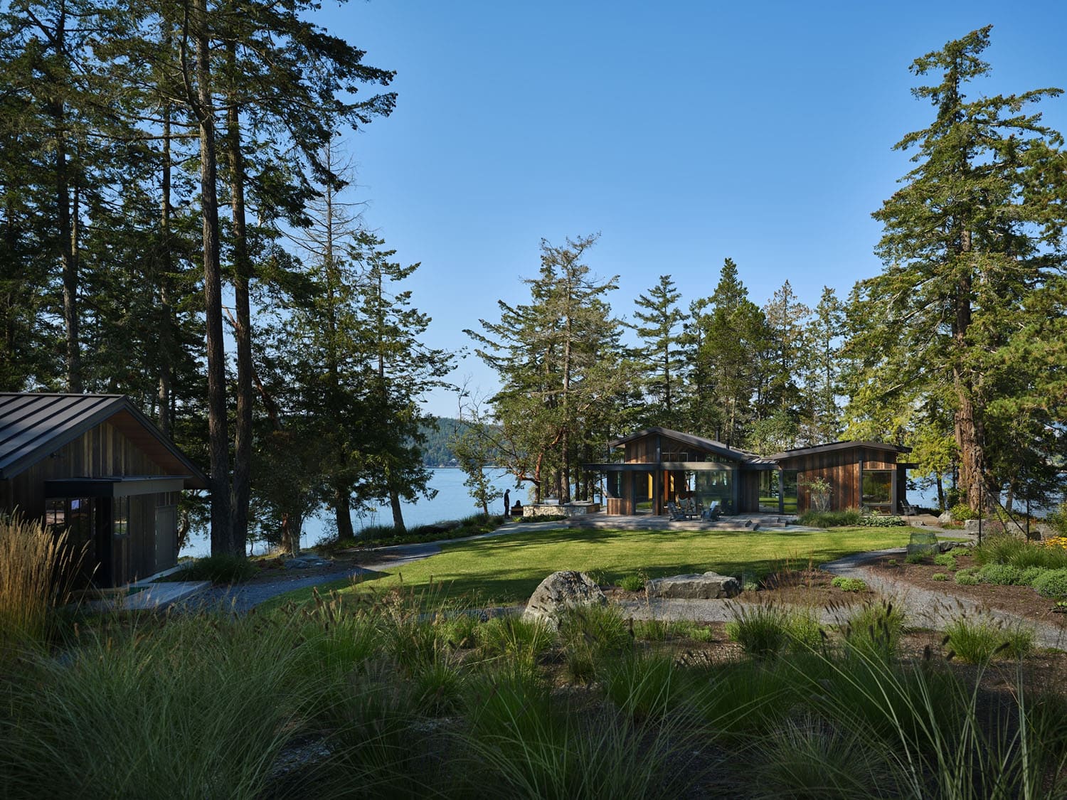 rustic waterfront house exterior