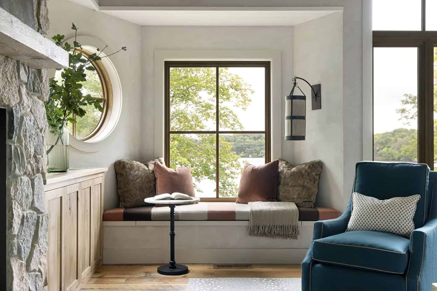 transitional style built-in window seat