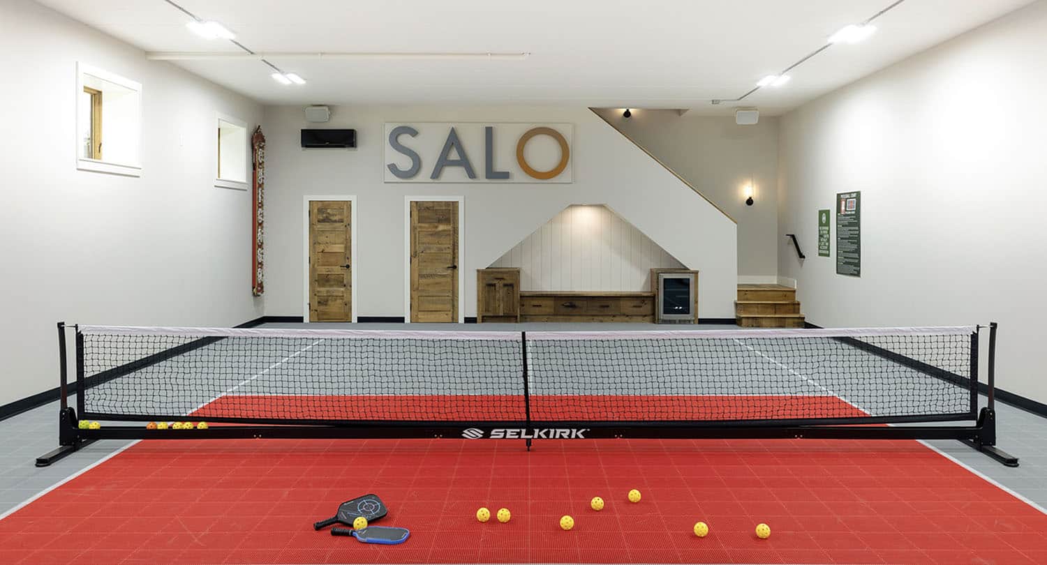 pickleball court in the basement