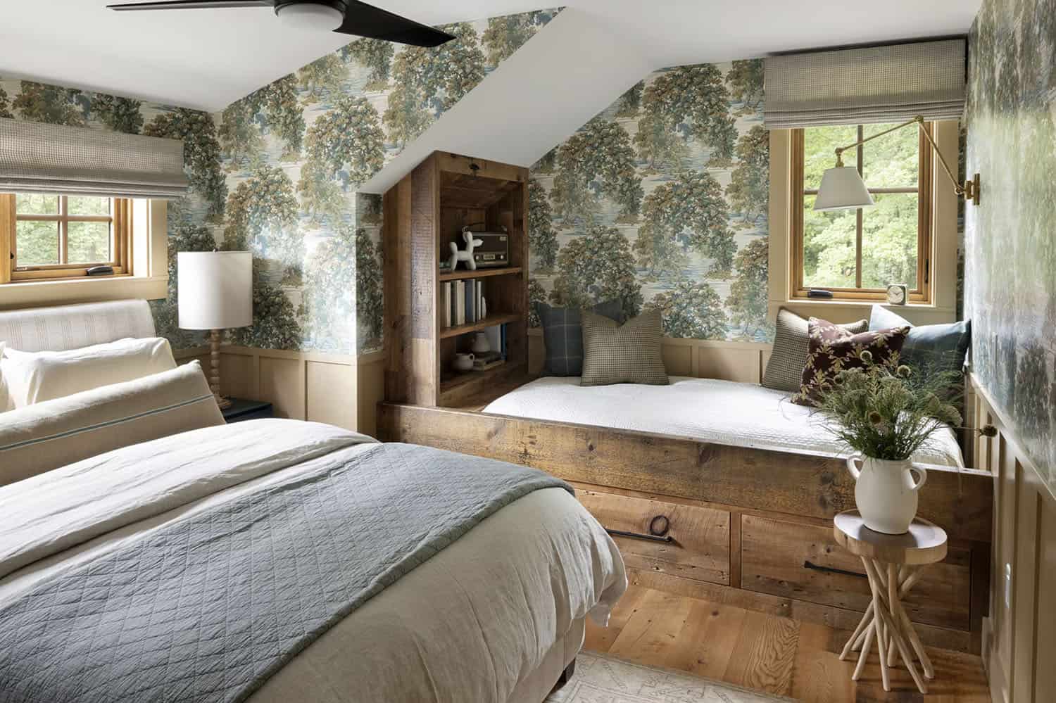 transitional style bedroom with a built-in window seat