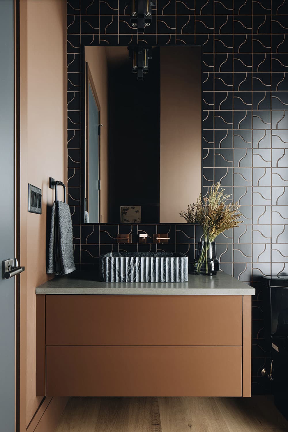 transitional powder room