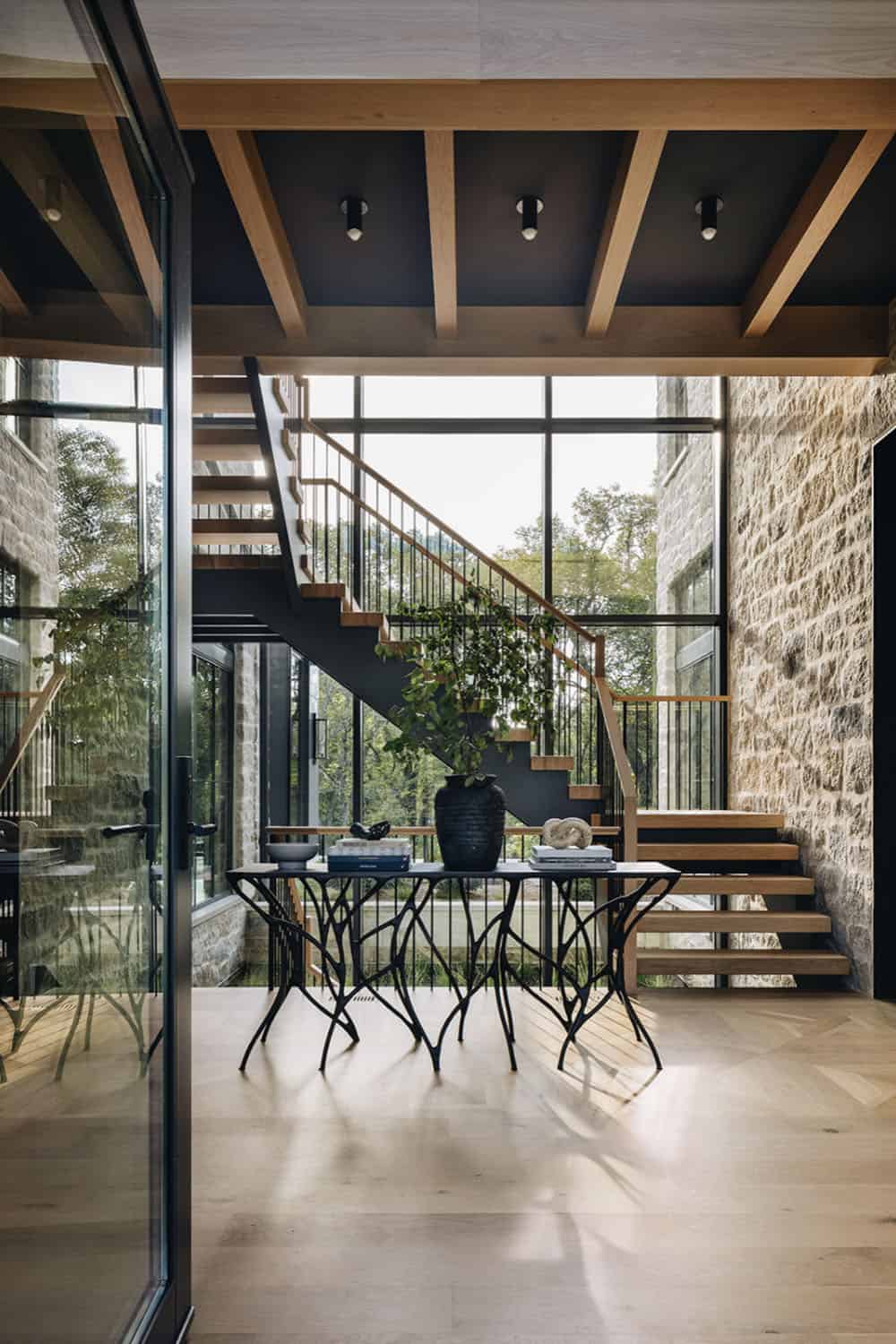 transitional home entry with a staircase