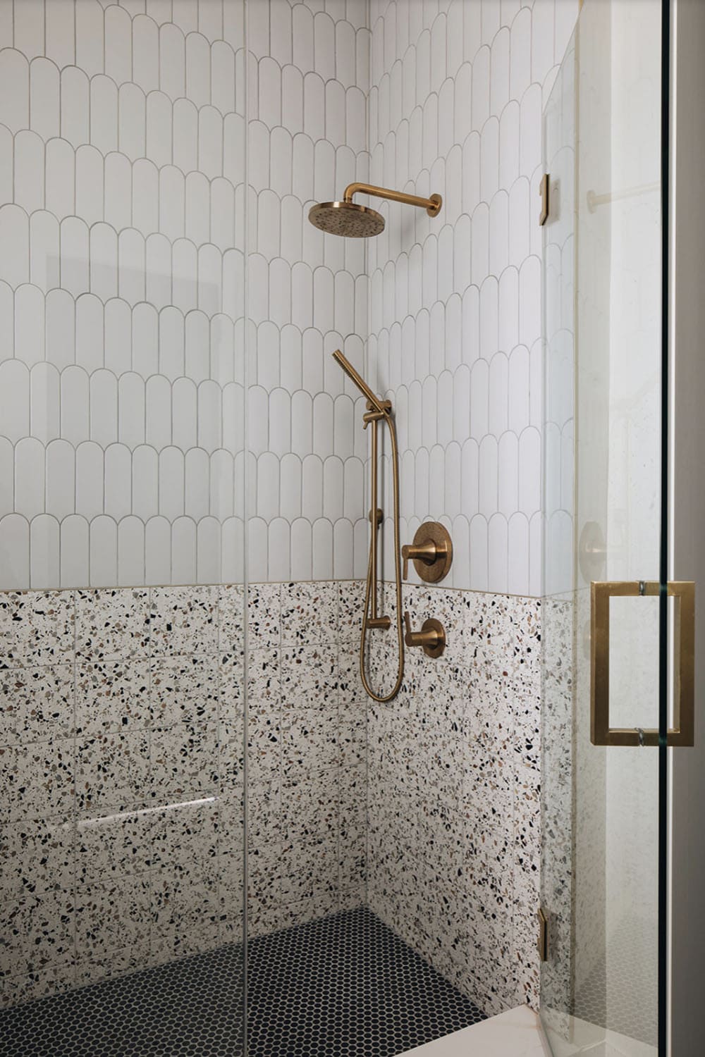transitional bathroom shower