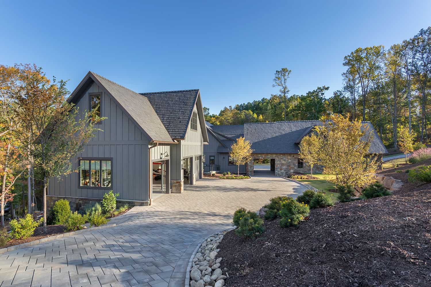 contemporary lake house exterior