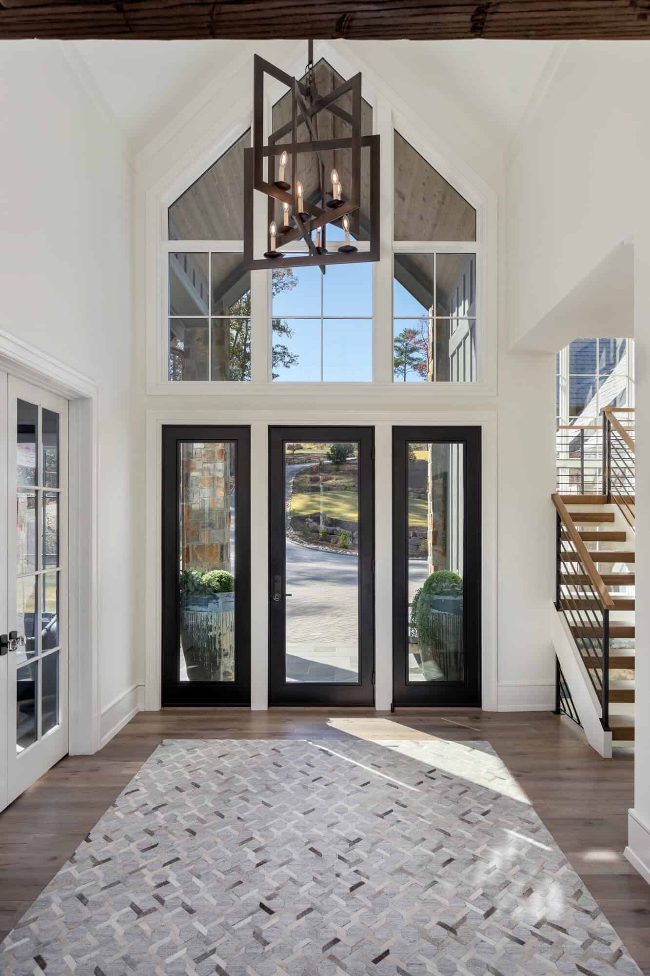 contemporary lake house entry