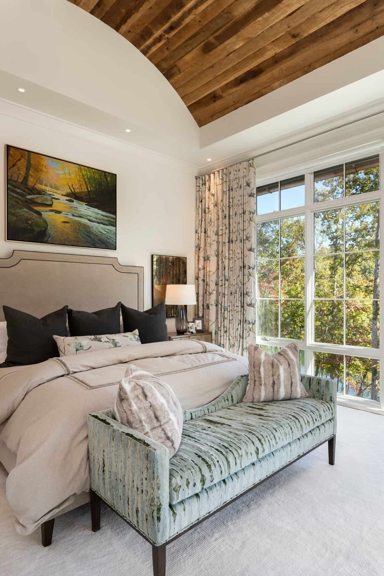 contemporary bedroom with a large window