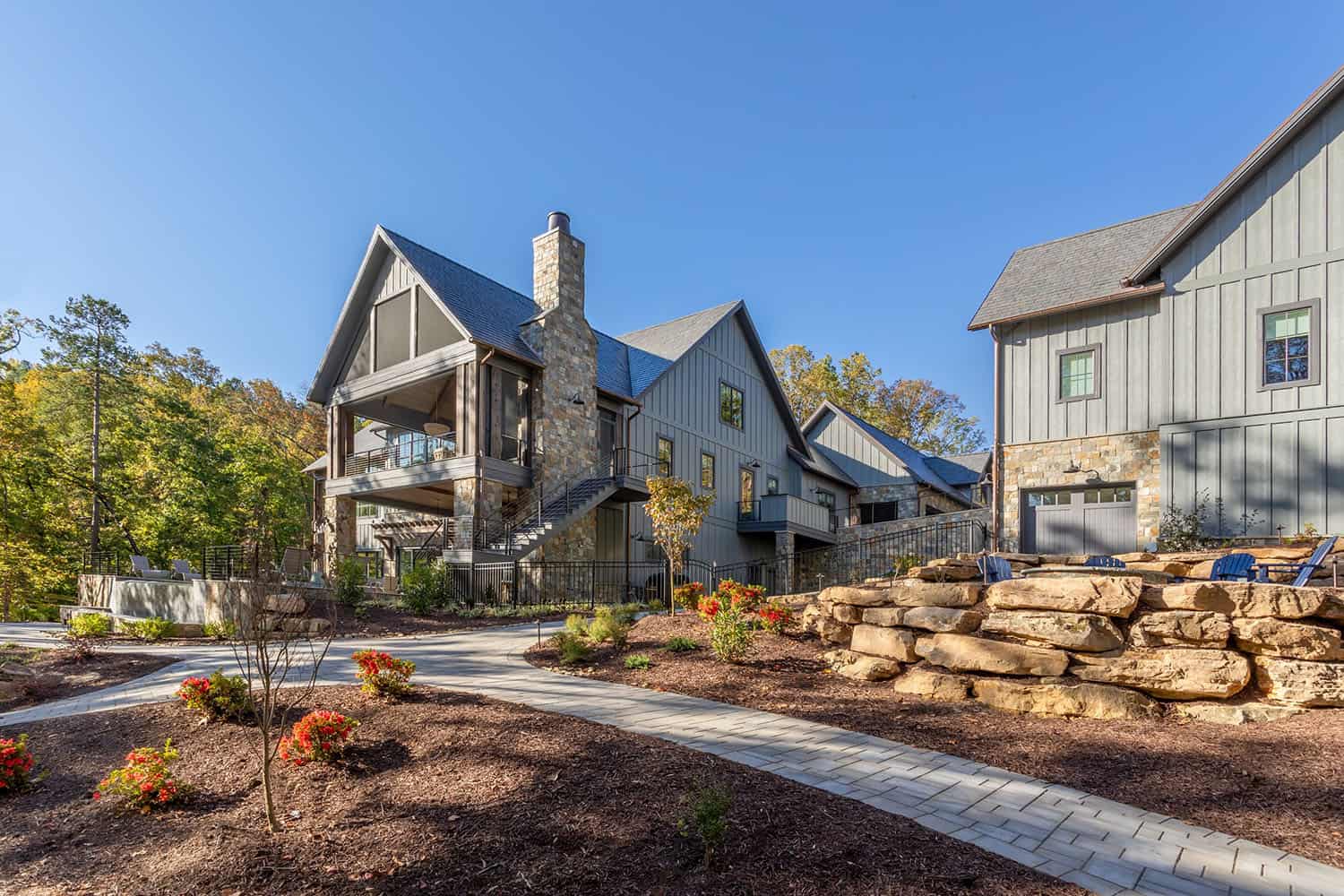 contemporary lake house exterior