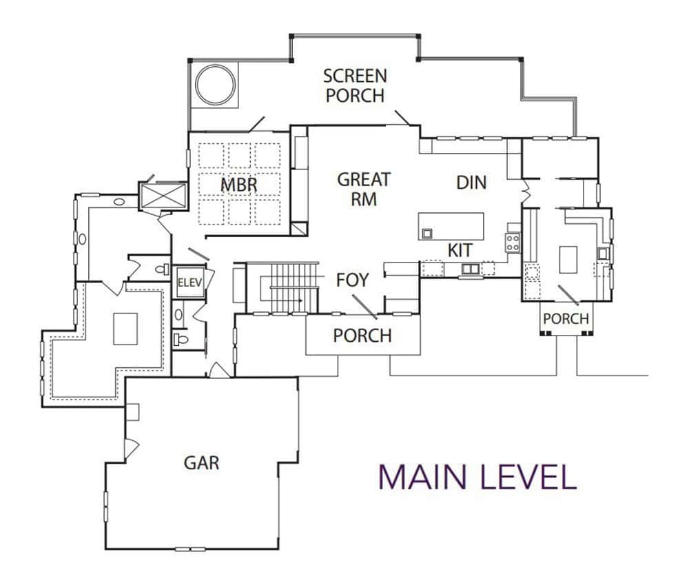 Contemporary home main-level floor plan