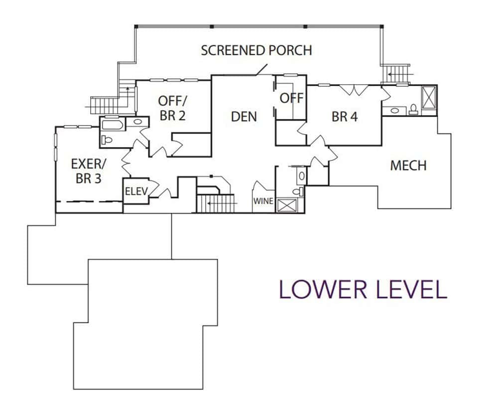 Contemporary home lower-level floor plan