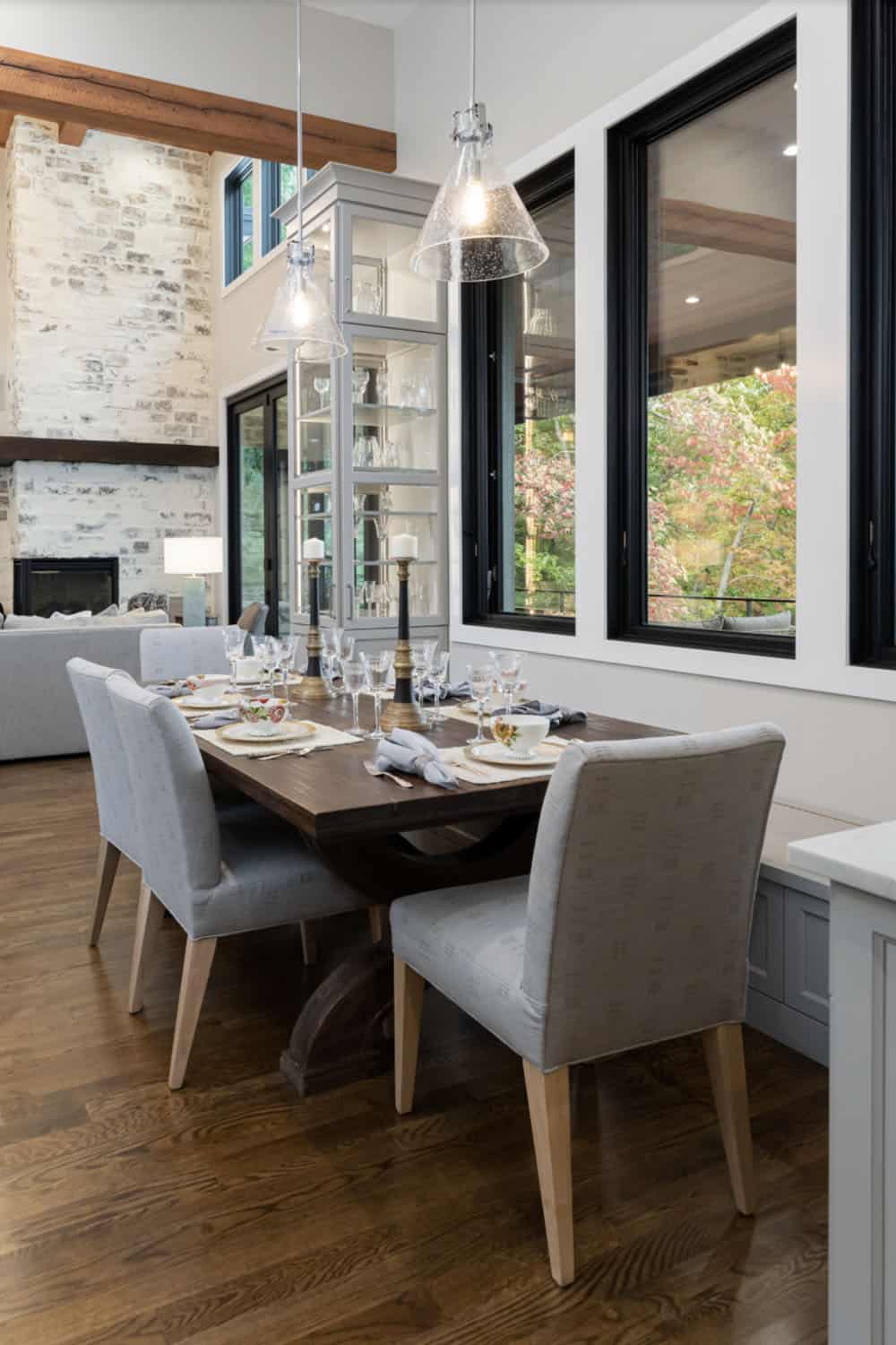 Contemporary dining room with a large window