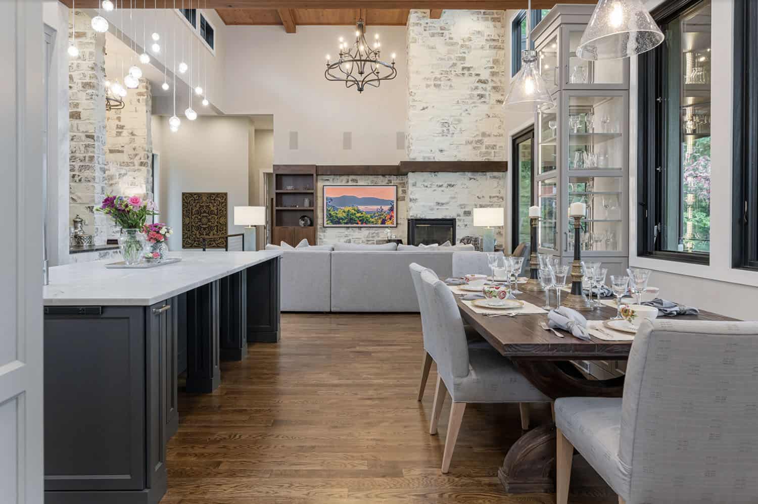 Contemporary kitchen and dining room