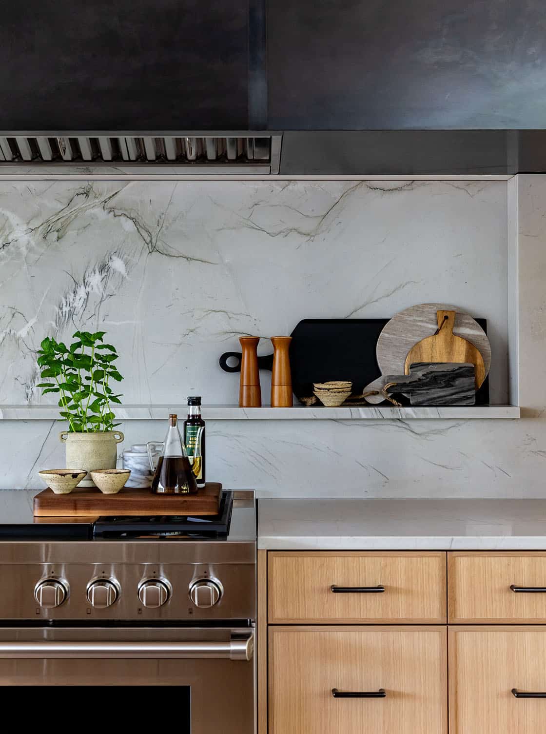 contemporary kitchen range wall