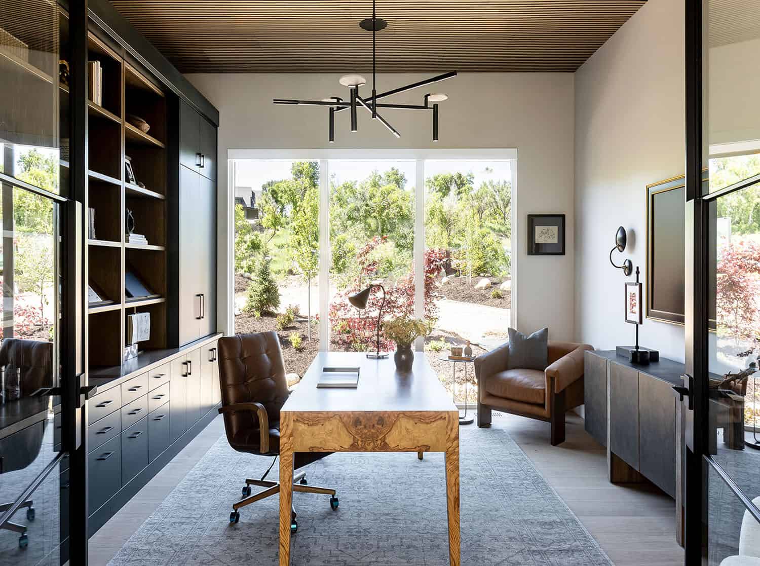 contemporary home office with a large window