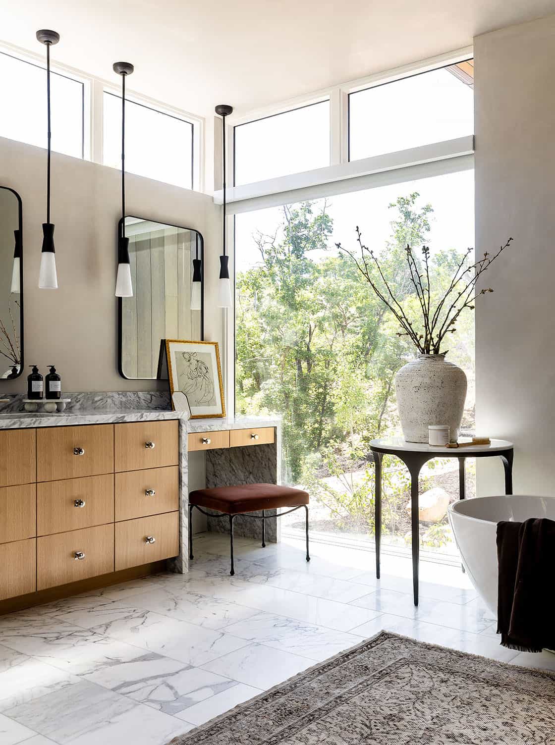 contemporary bathroom with a large window