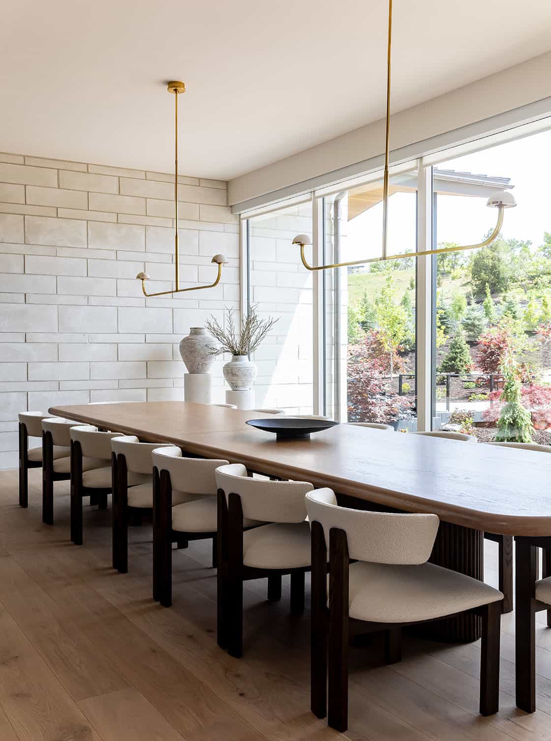 contemporary dining room with a large window