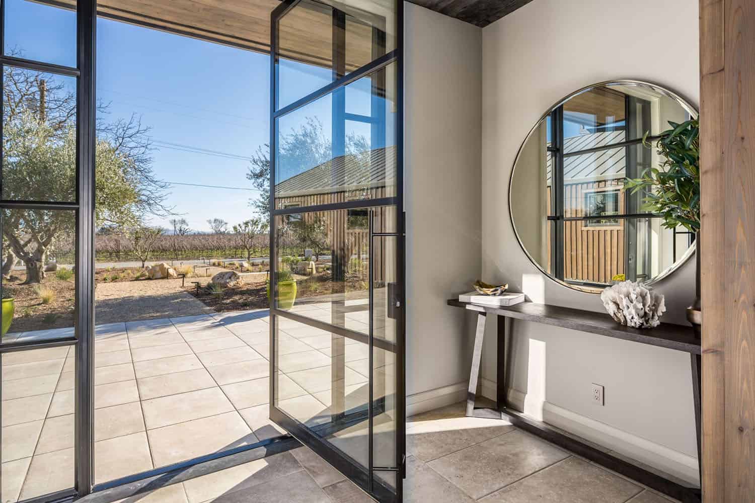 contemporary vineyard home entry