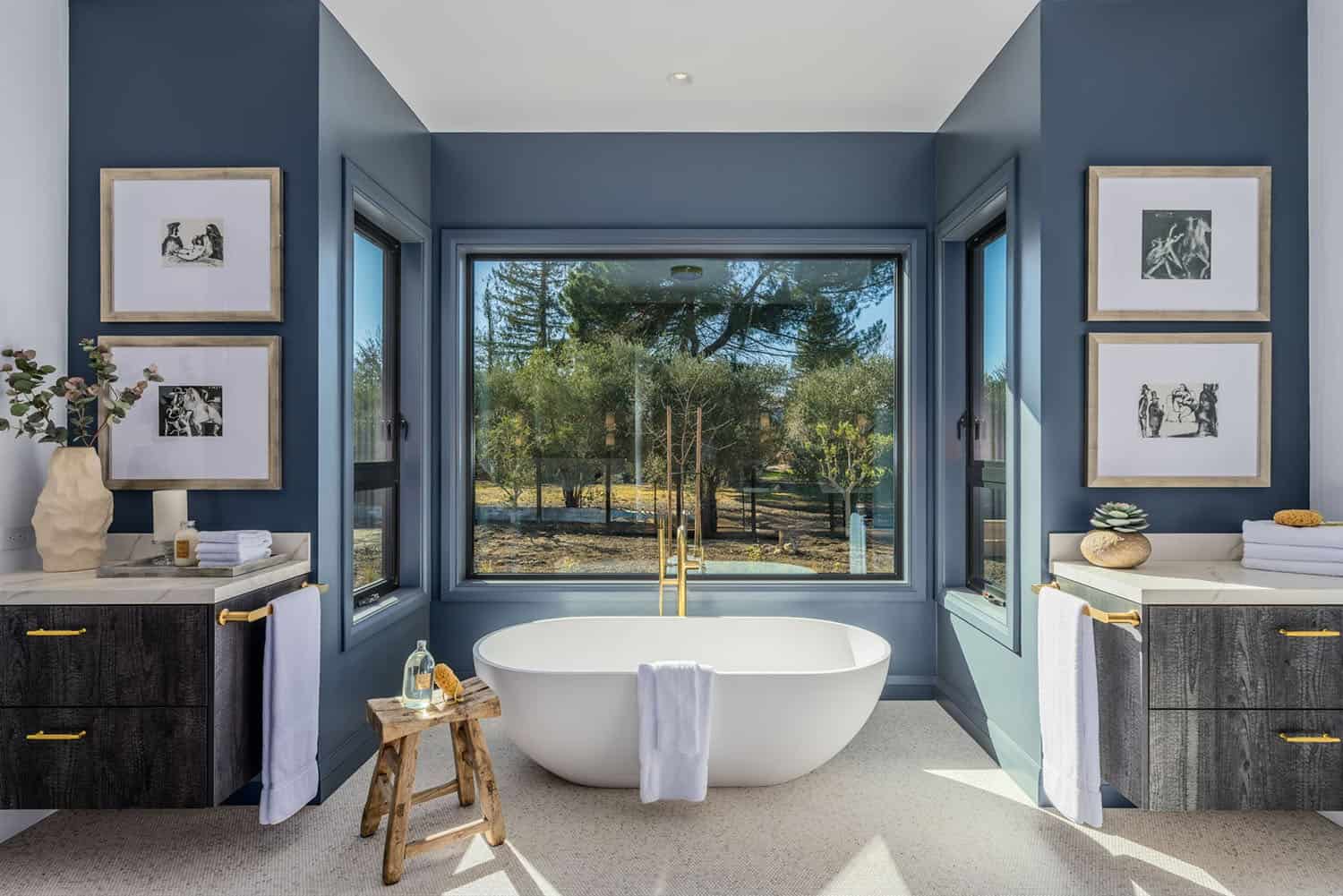 contemporary bathroom with a freestanding tub