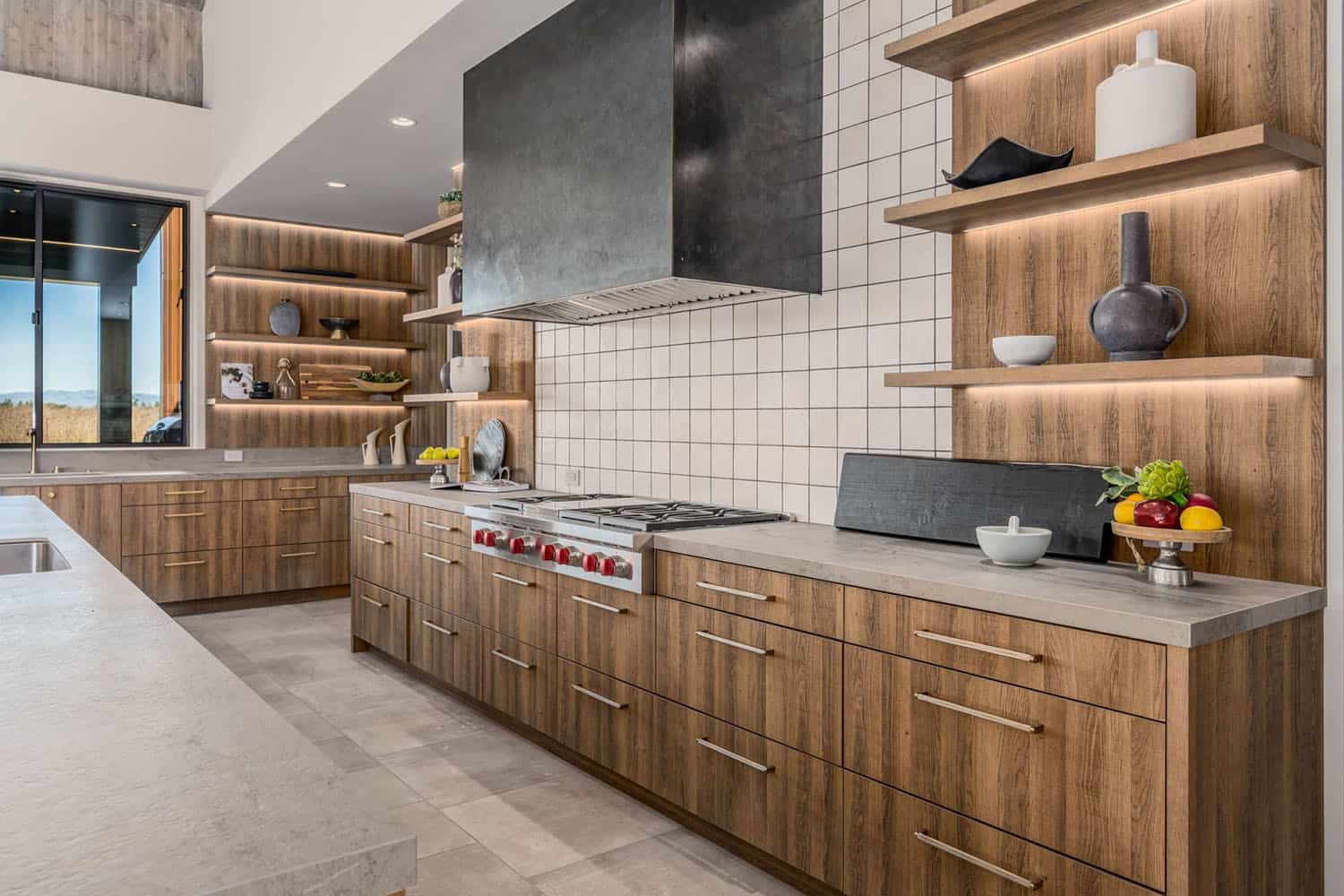 contemporary kitchen range wall