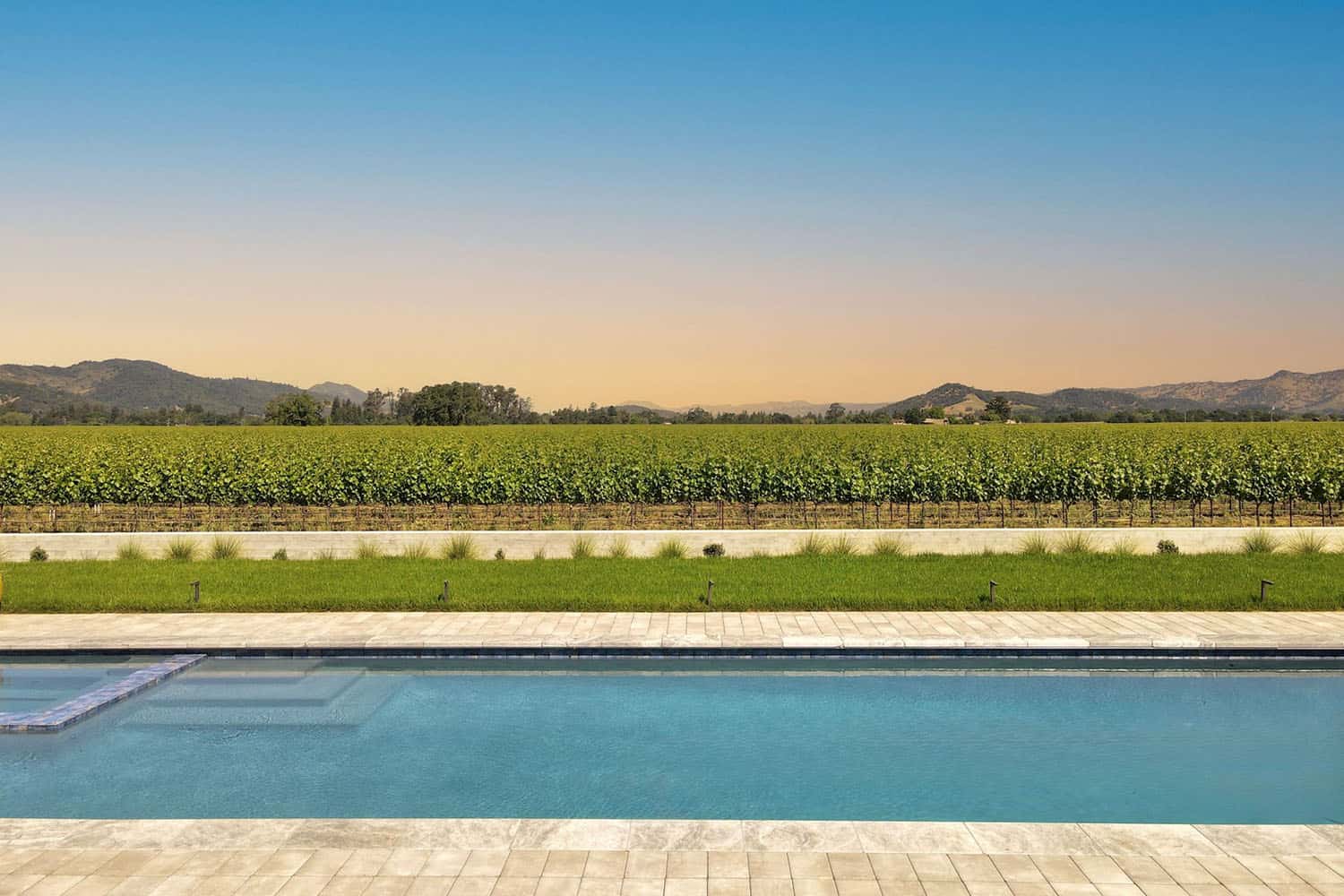 contemporary vineyard home exterior with a pool
