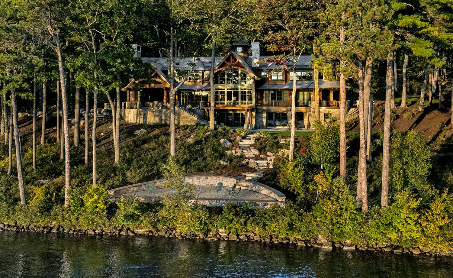 lake house exterior with a water view