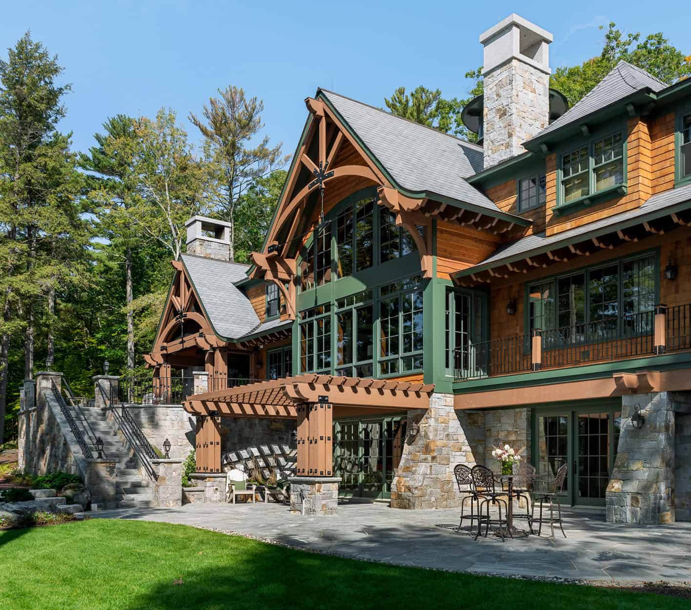 lake house exterior backyard view