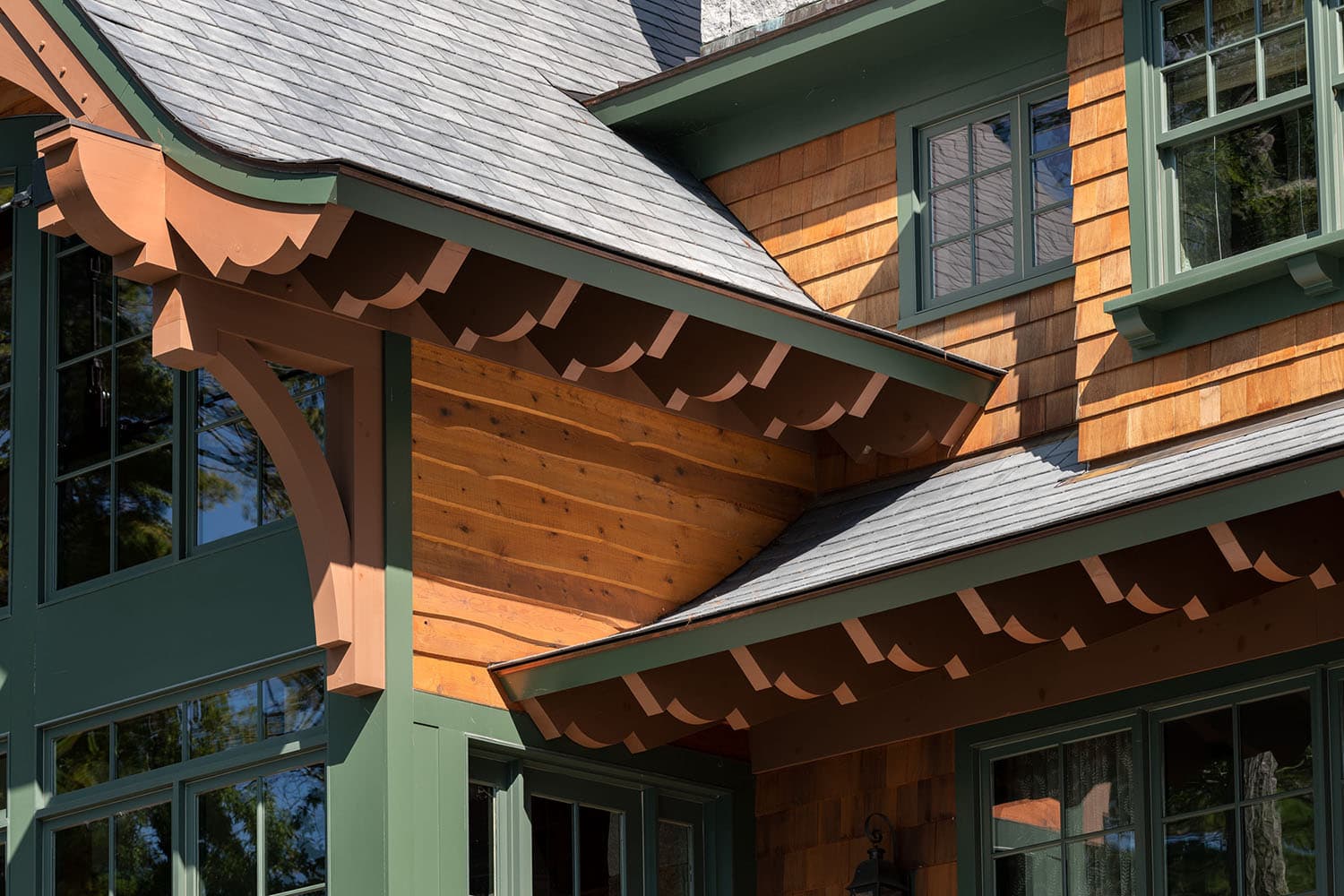 lake house exterior roof detail