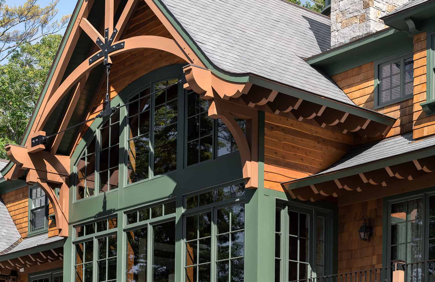 lake house exterior roof detail