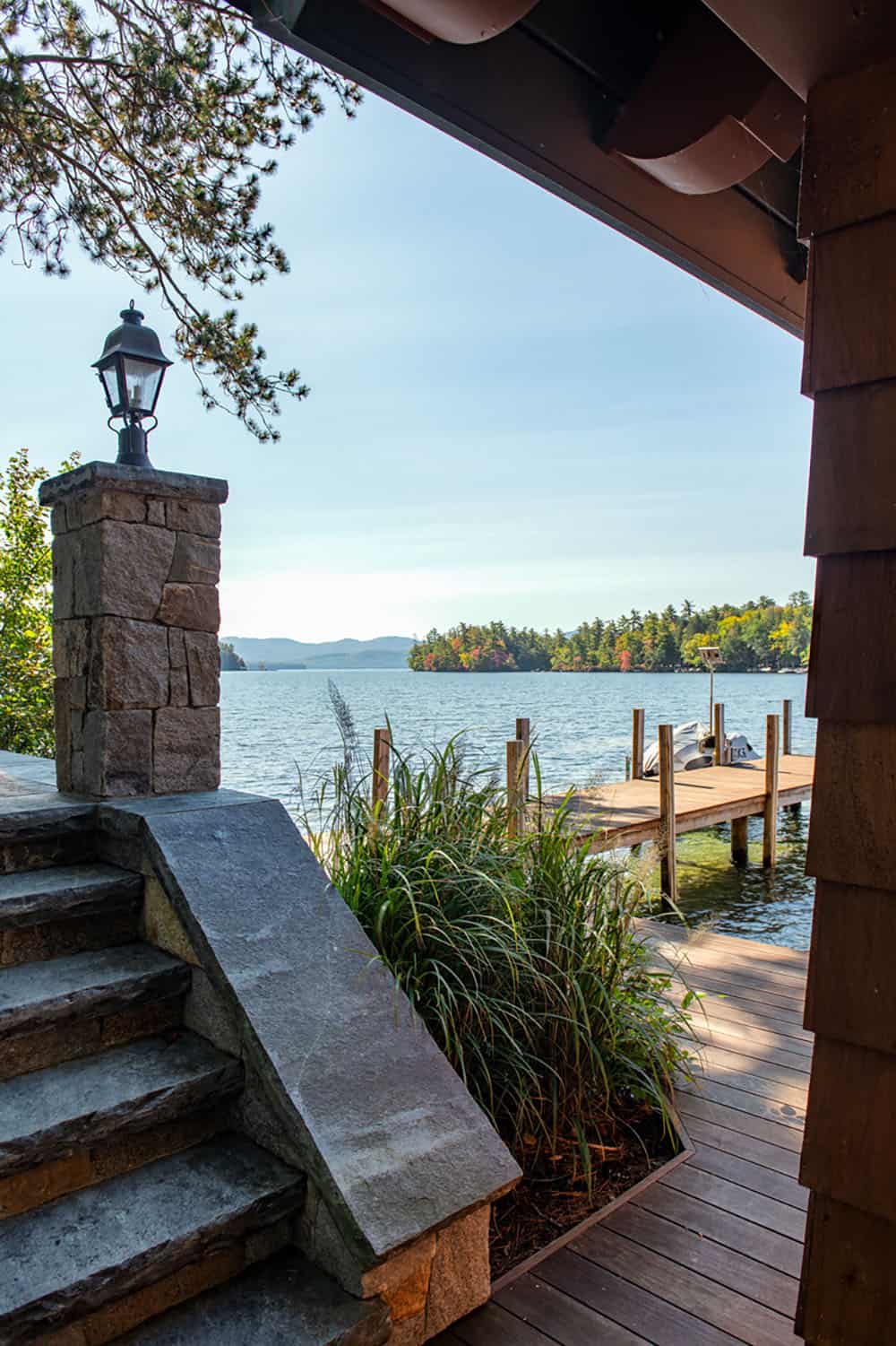 lake house exterior stair detail