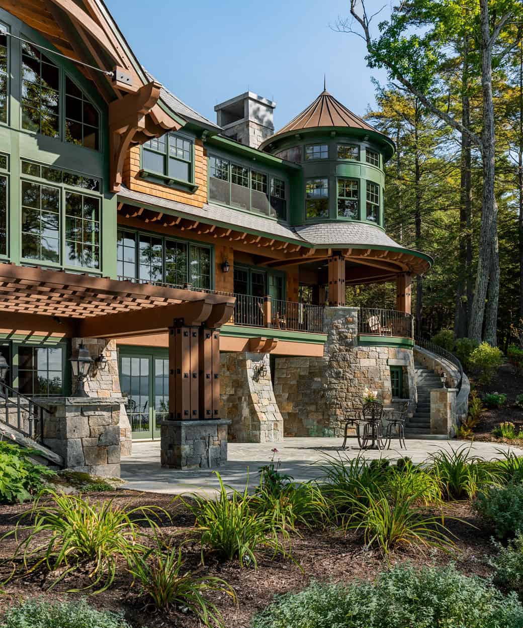 lake house exterior backyard view