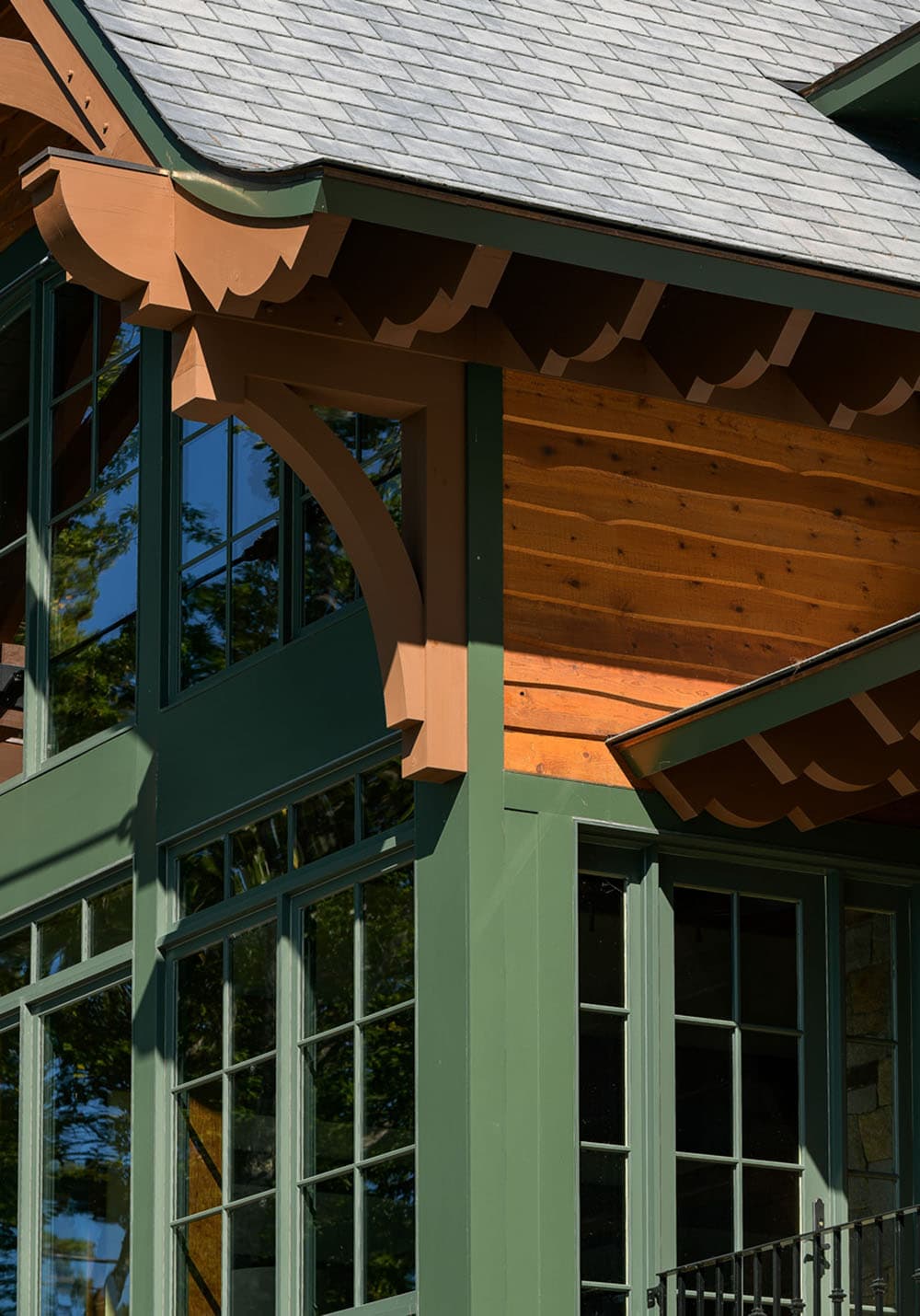 lake house exterior facade detail