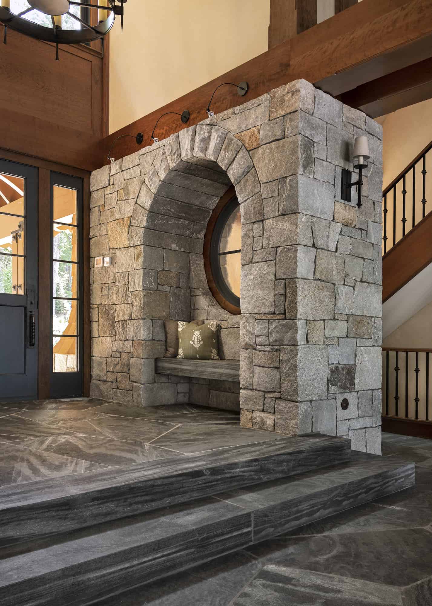 rustic lake house entry