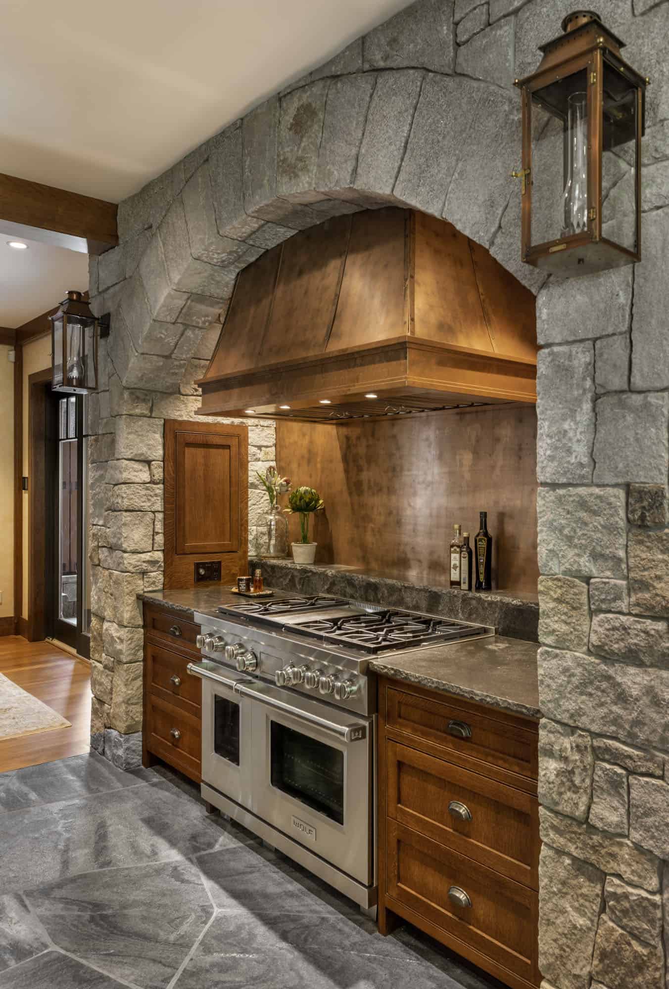 rustic kitchen range wall