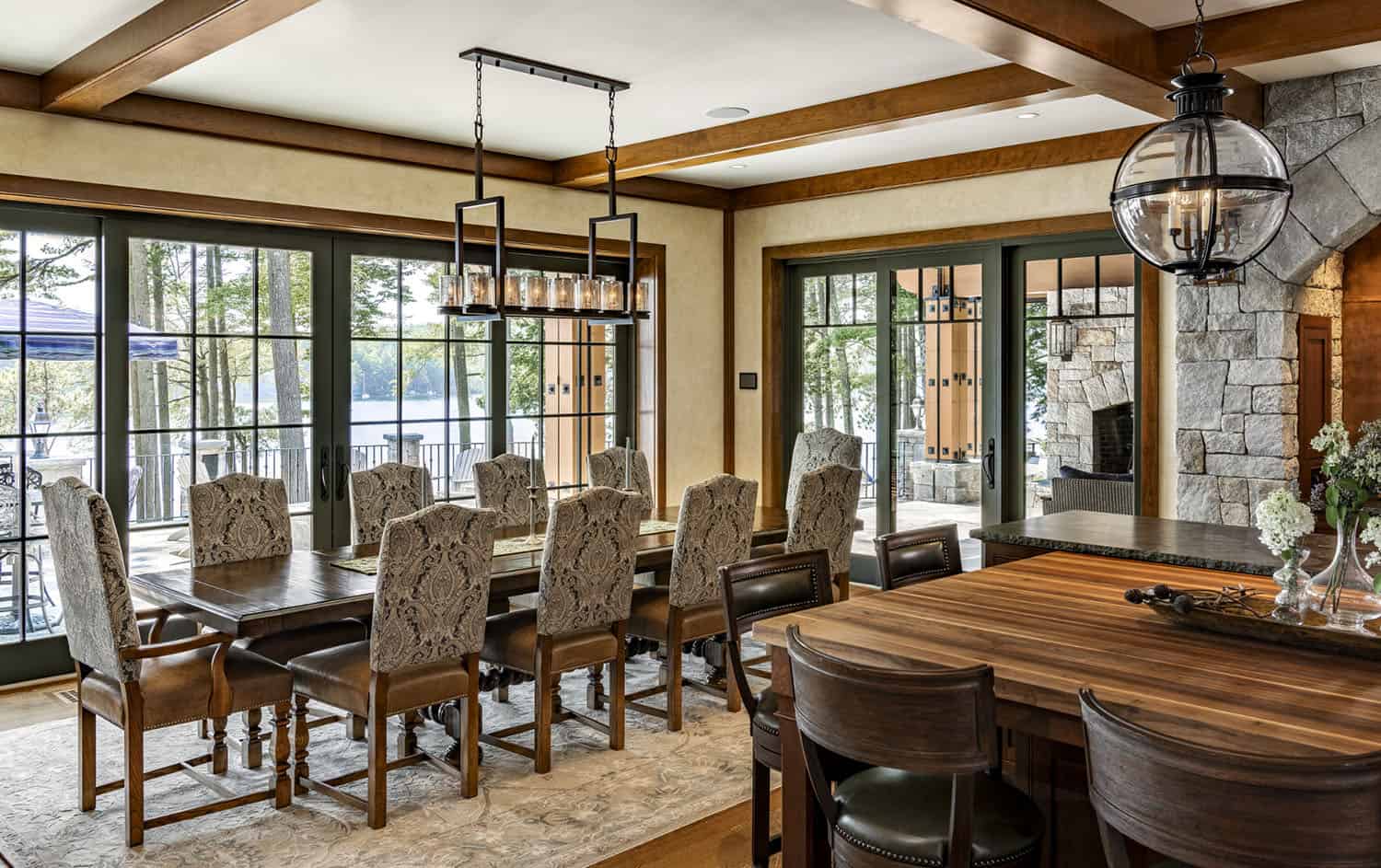 rustic kitchen and dining room