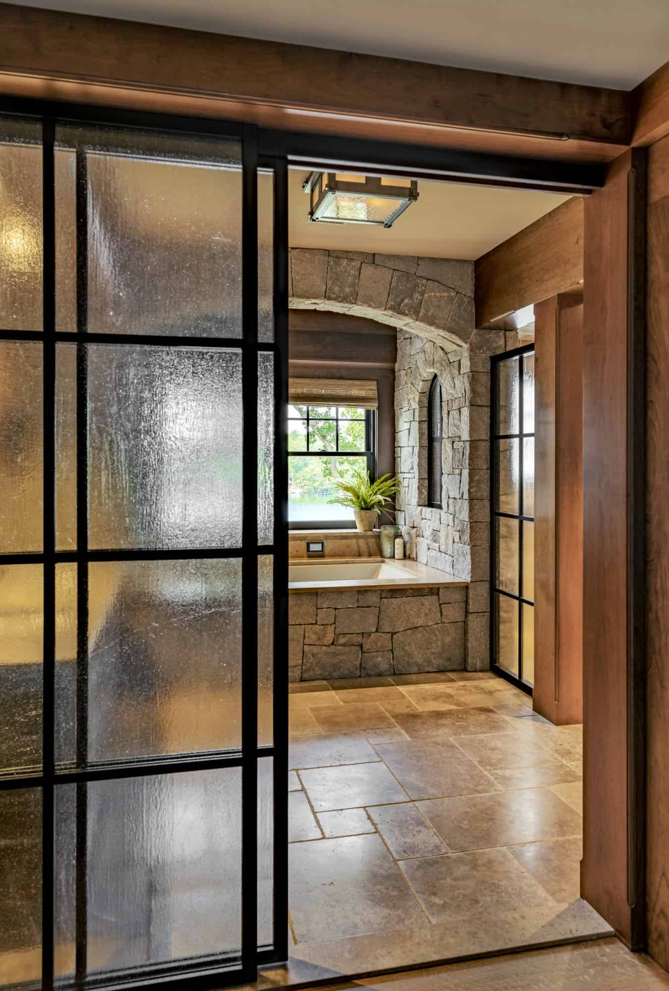 rustic bathroom with an integrated tub