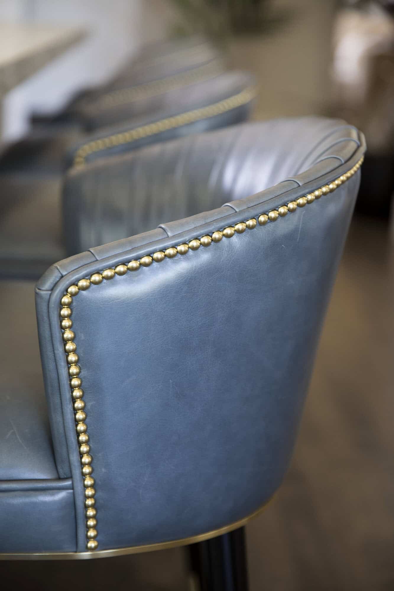 contemporary kitchen leather counter stool detail