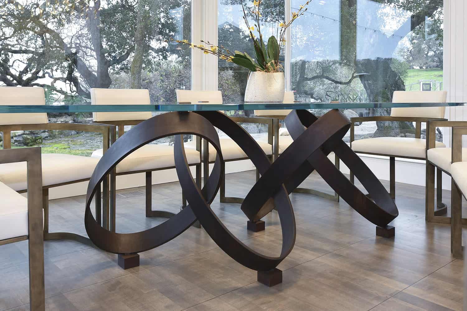 contemporary dining room table detail