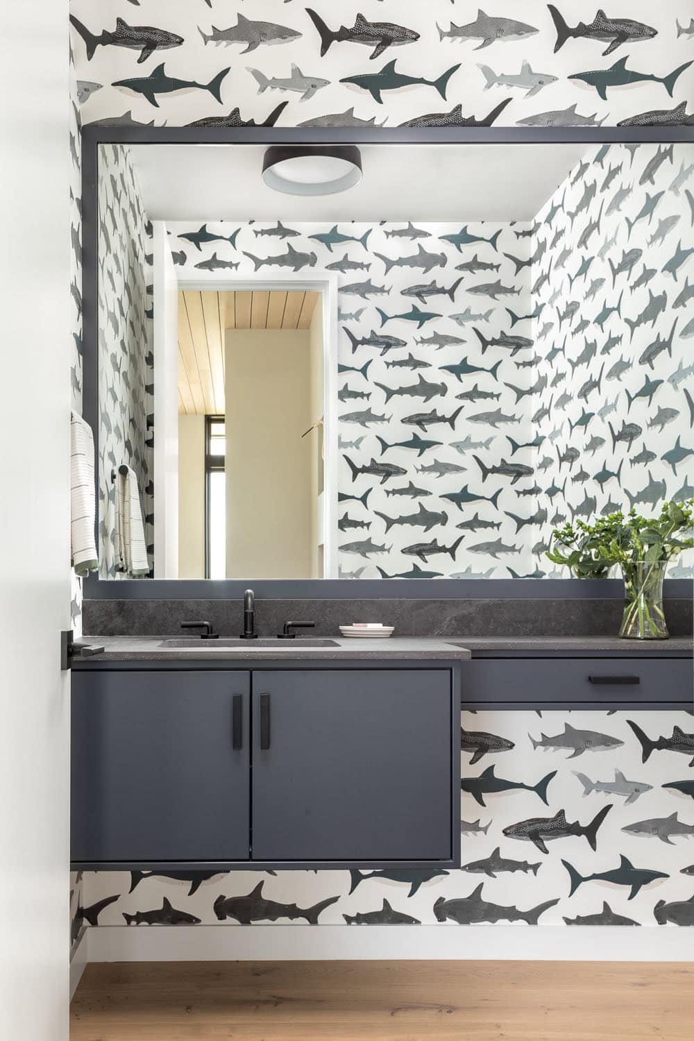 modern japandi-inspired powder room