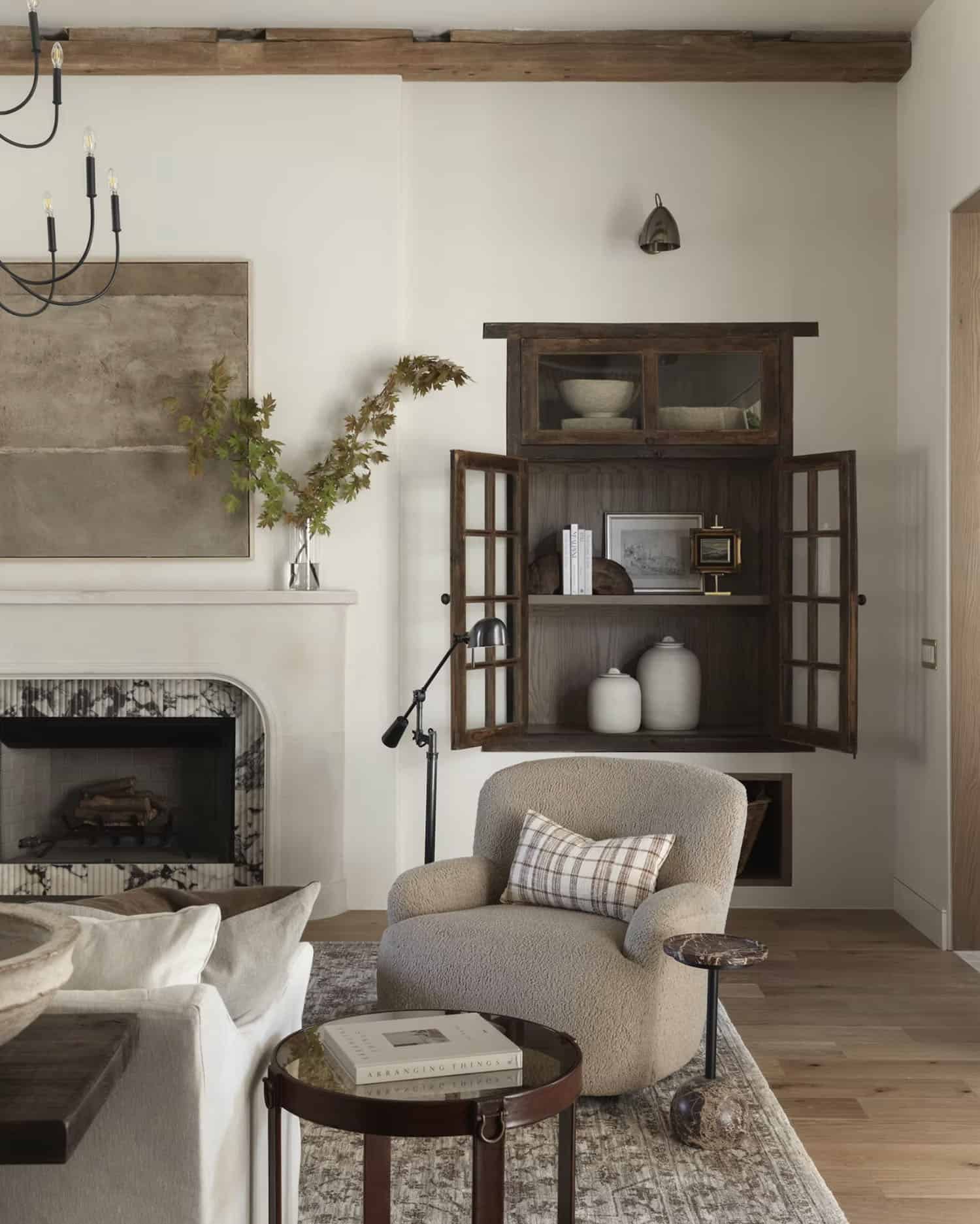 rustic modern style living room with a fireplace